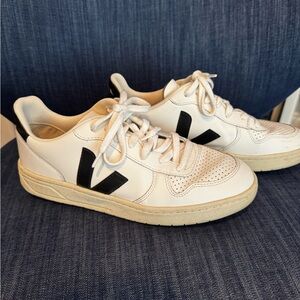 Veja White Sneakers with Black Logo